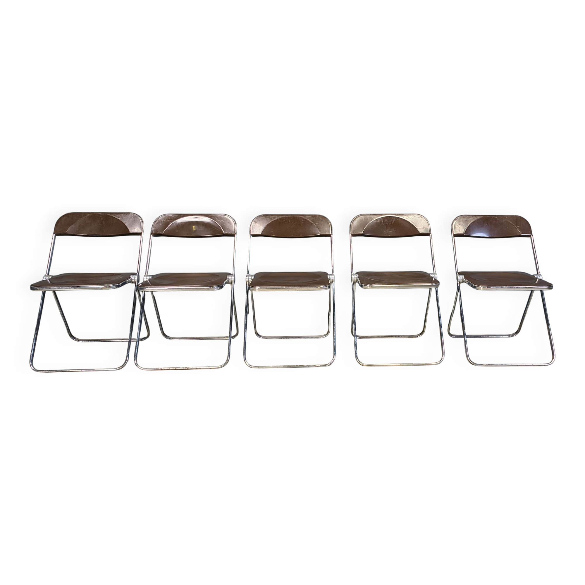 Vintage folding chairs Plia Giancarlo Piretti for Castelli, 1970s, set