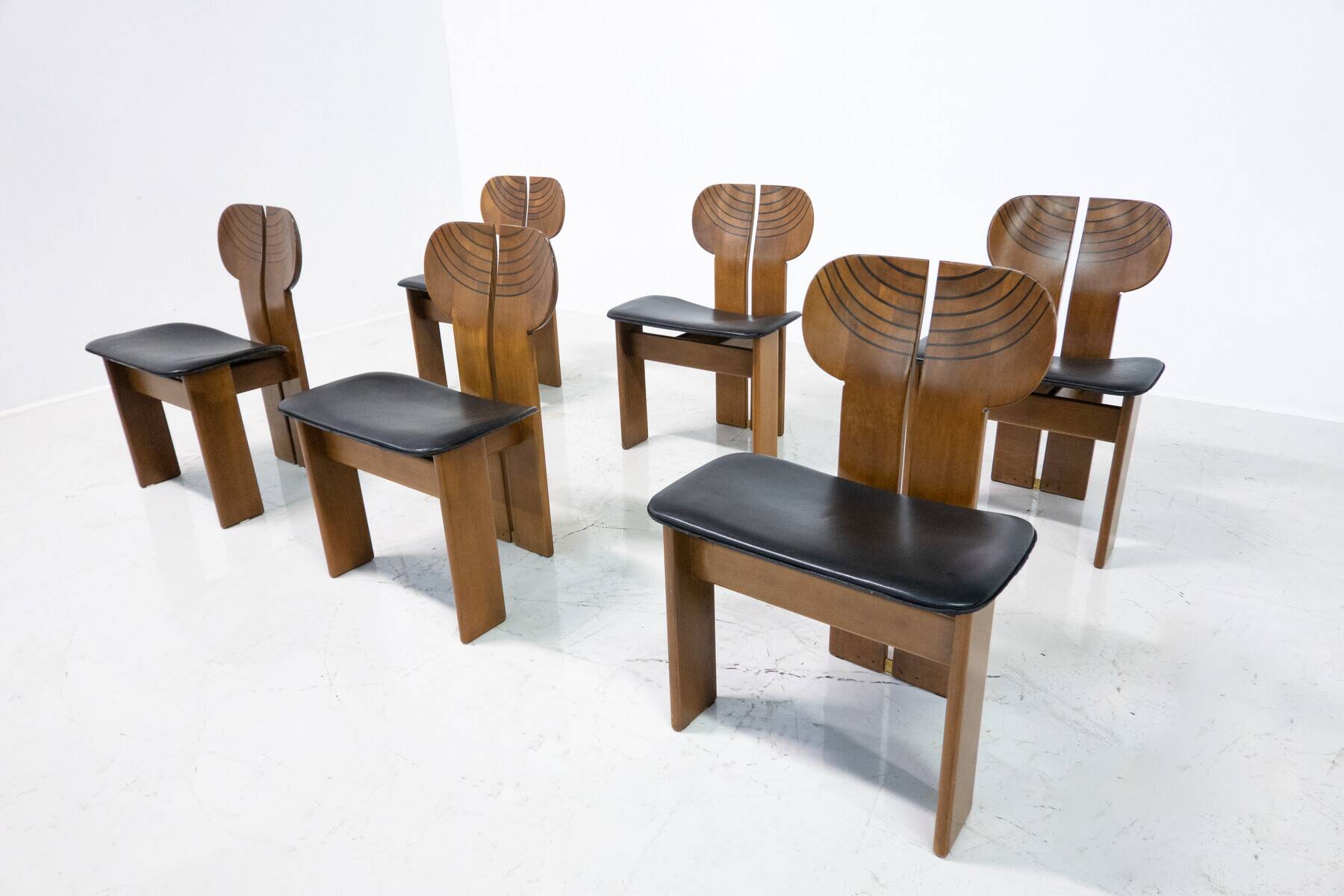 Mid-Century Modern Set of 6 Africa Chairs by Afra & Tobia Scarpa for Maxalto, 1970s