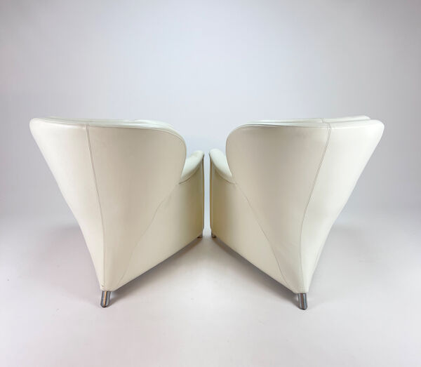 Ensemble de 2 fauteuils Leolux Excalibur blancs de Jan Armgardt, années 1990