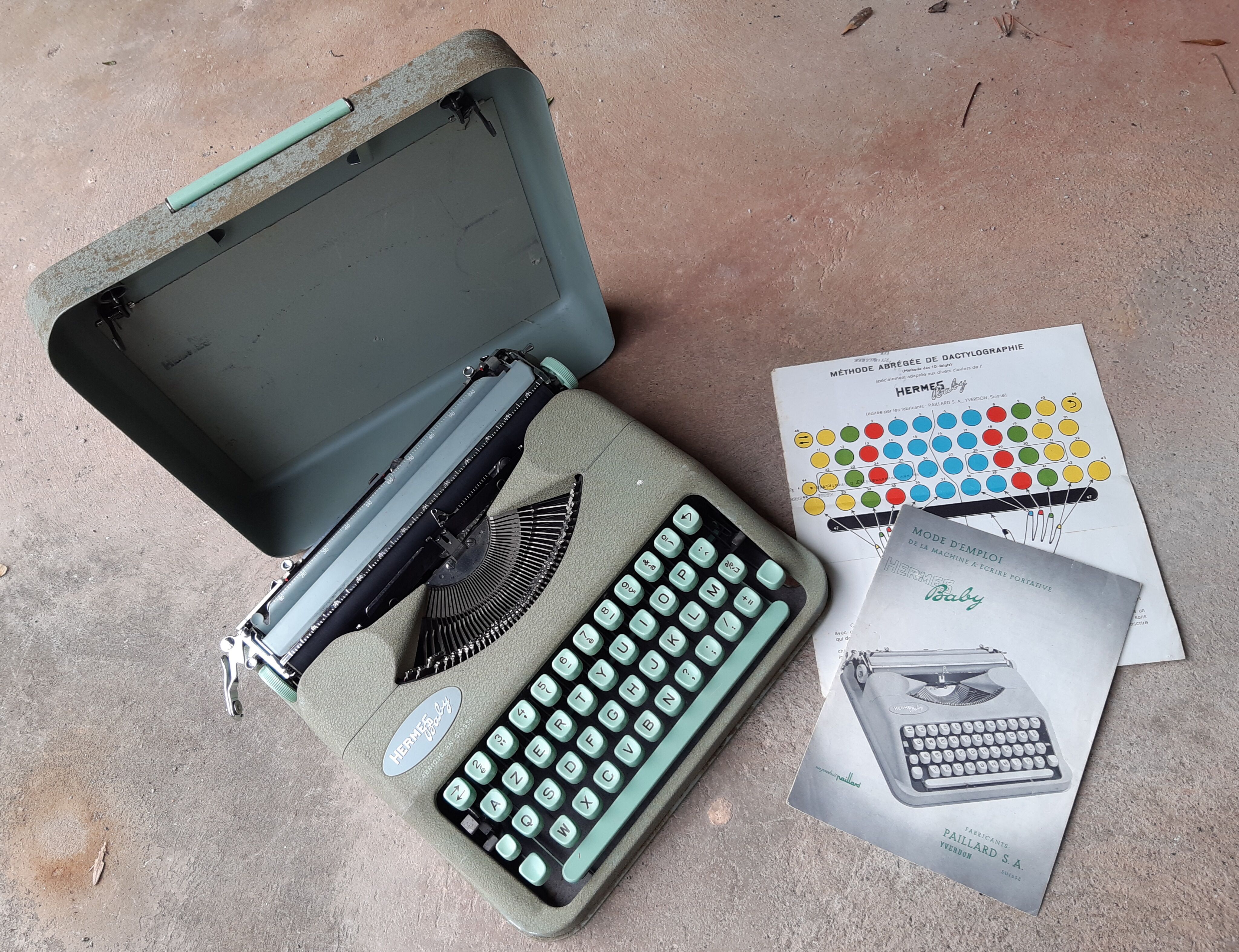 Mythical typewriter "Hermès Baby", lime green, 1950s