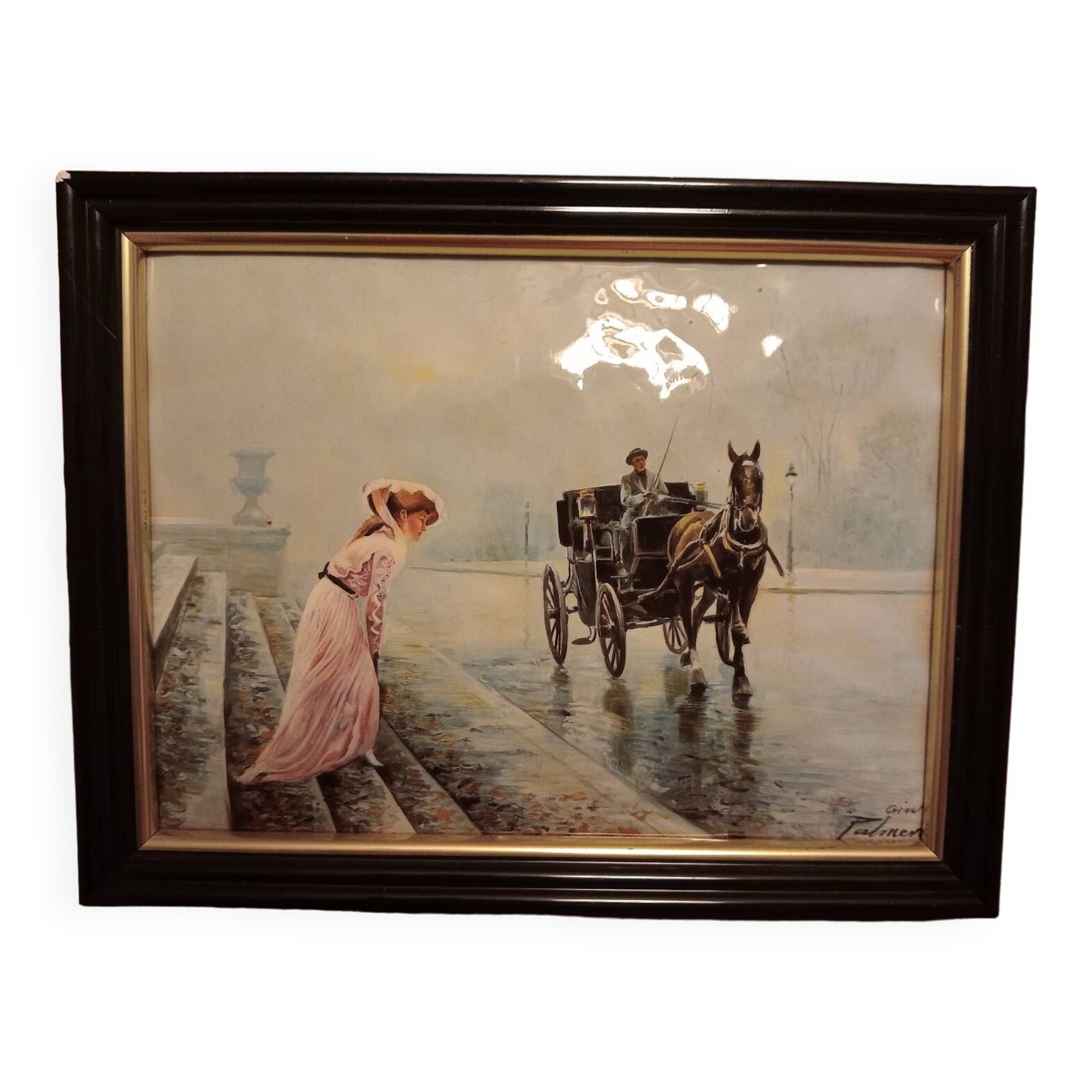 Enameled painting signed