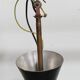 Teak, brass and opaline pendant light, Italy 1960