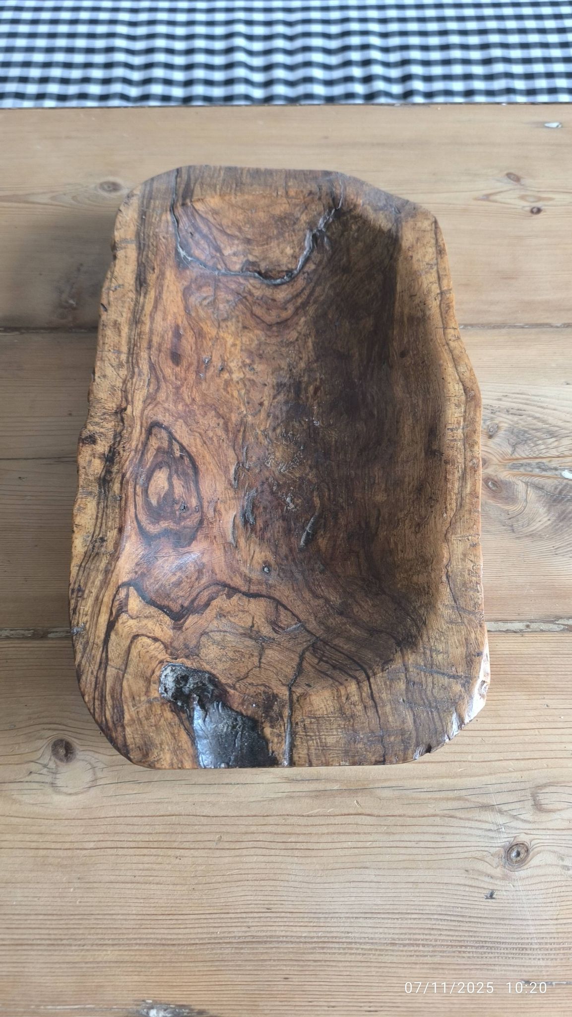 Olive wood trinket tray, 1950
