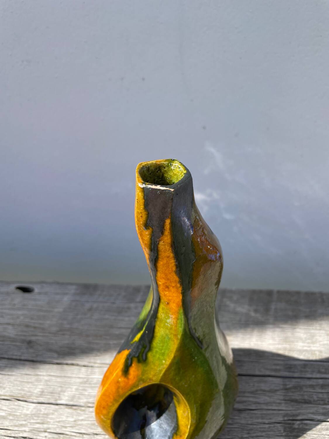 Vintage ceramic vase with drips