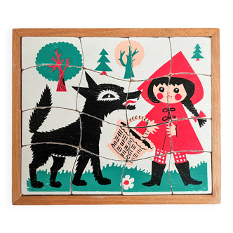 Wooden frame puzzle from the 1940s/50s depicting Little Red Riding Hood.