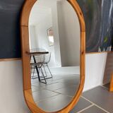 Oval mirror in vintage pine, 100x60 cm