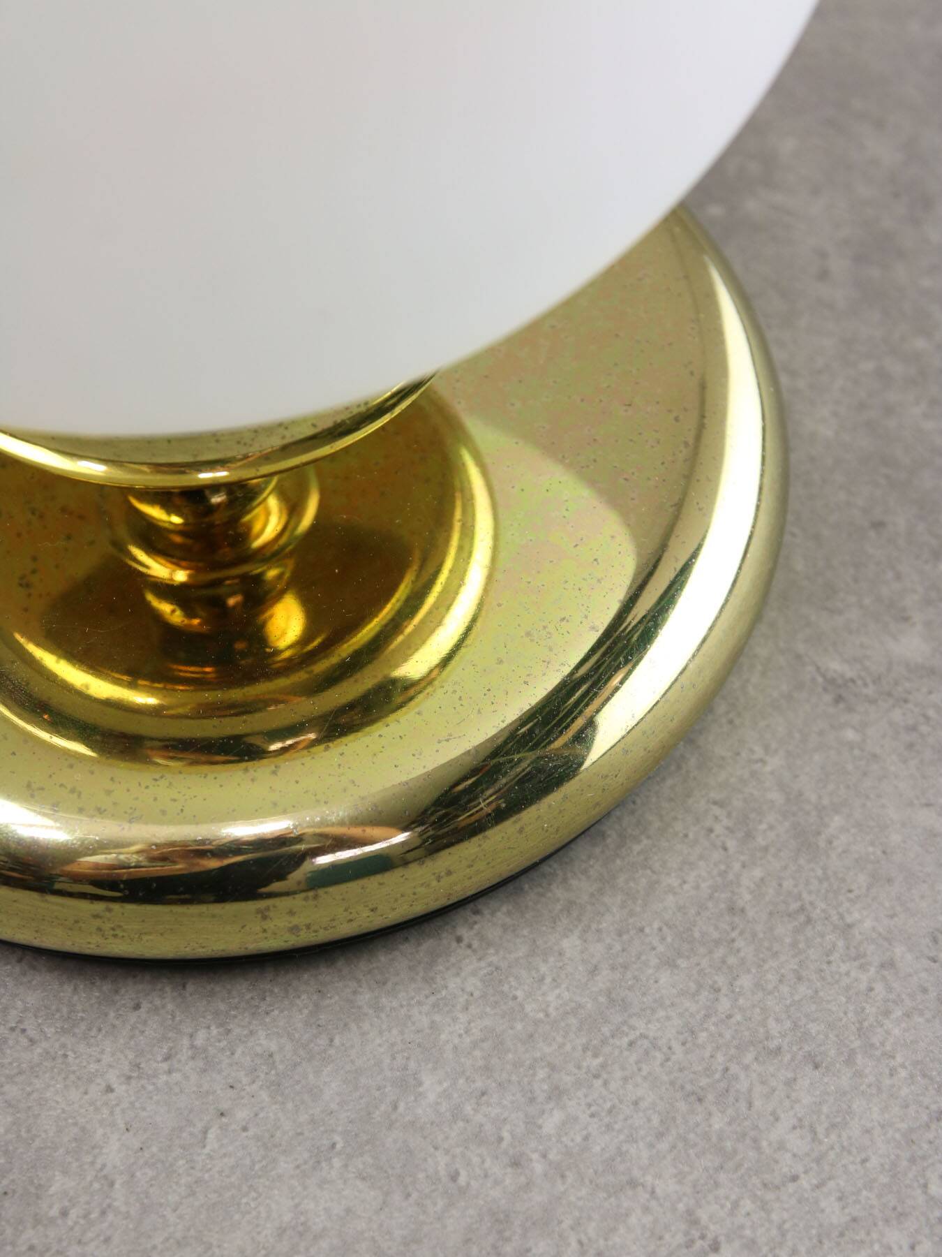Vintage Golden Italian Metal and Opaline Table Lamp, 80s