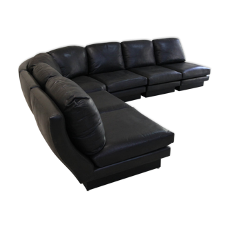 Leather and laminate sofa signed Willy Rizzo