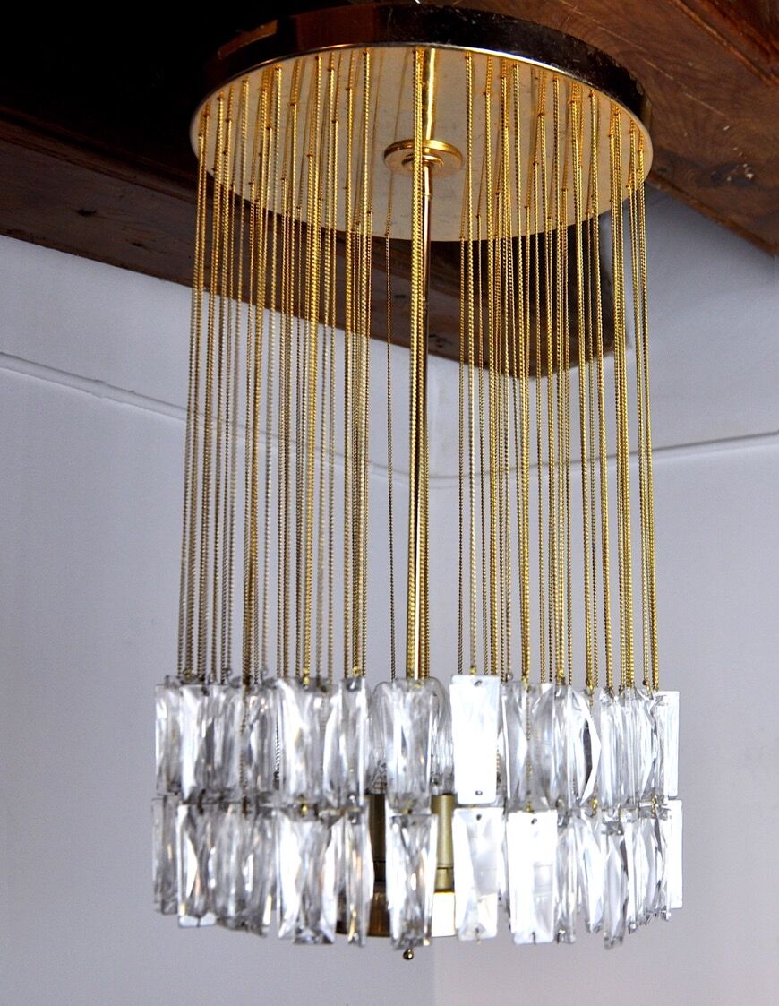 Venini ceiling lamp, cut glass, Italy, 1970