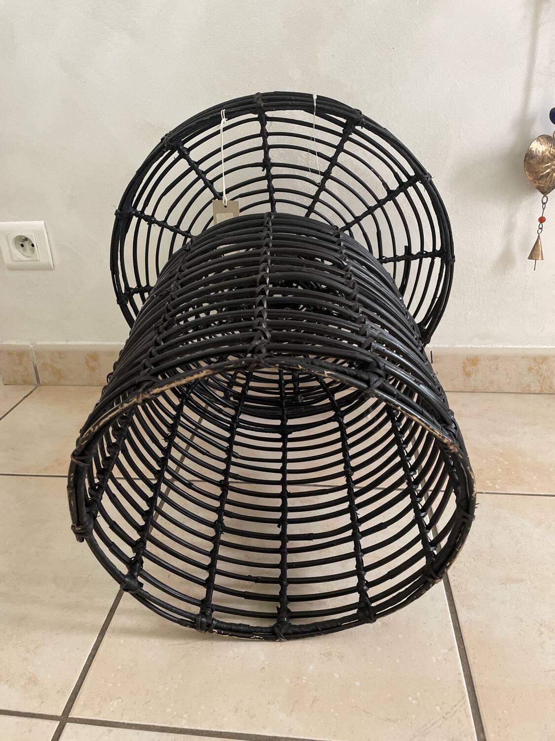 Bloomingville side table in black rattan – contemporary bohemian design