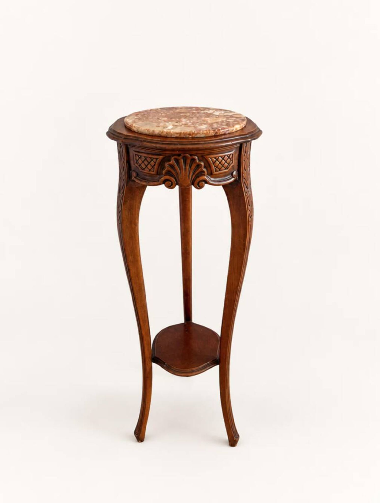 Vintage French marble plant stand, Louis XV pedestal table.