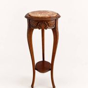 Vintage French marble plant stand, Louis XV pedestal table.