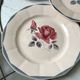 Set of 6 flat plates Digoin Sarreguemines pink and blue flowers 40s