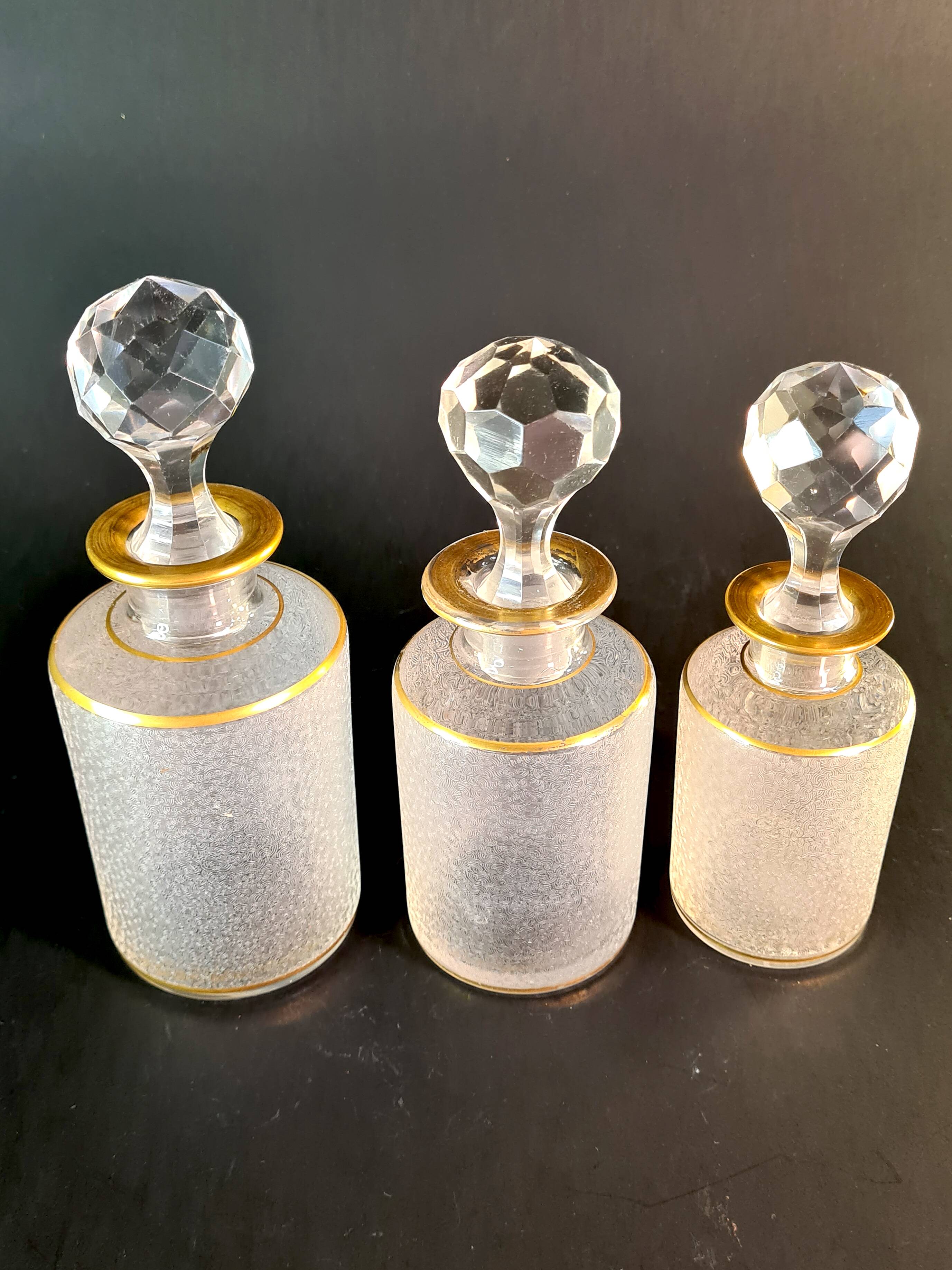 Napoleon III frosted crystal toilet set by Saint Louis