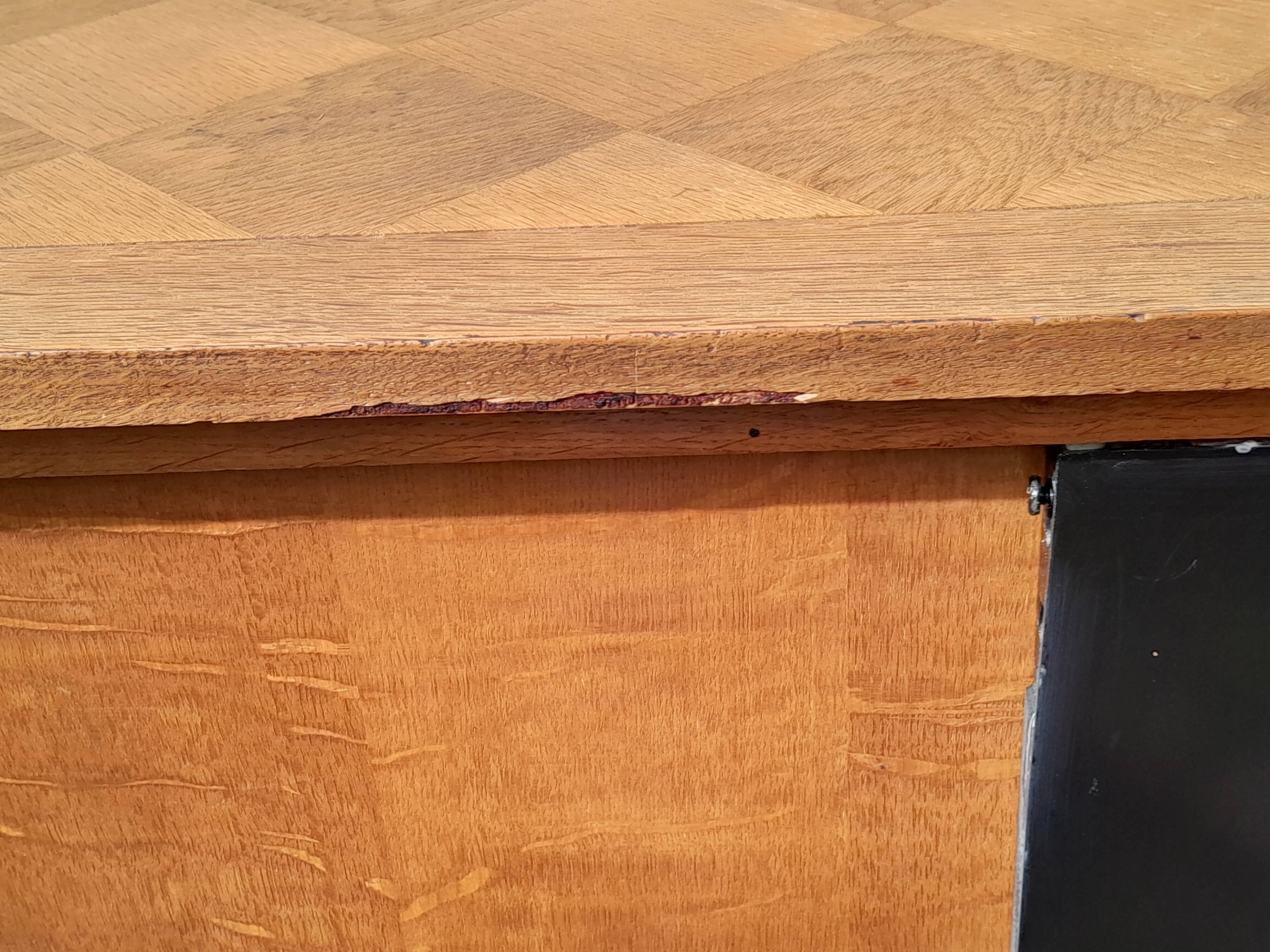 Vintage melamine wood sideboard, year 50, compass feet