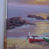 Oil on canvas signed - Seaside