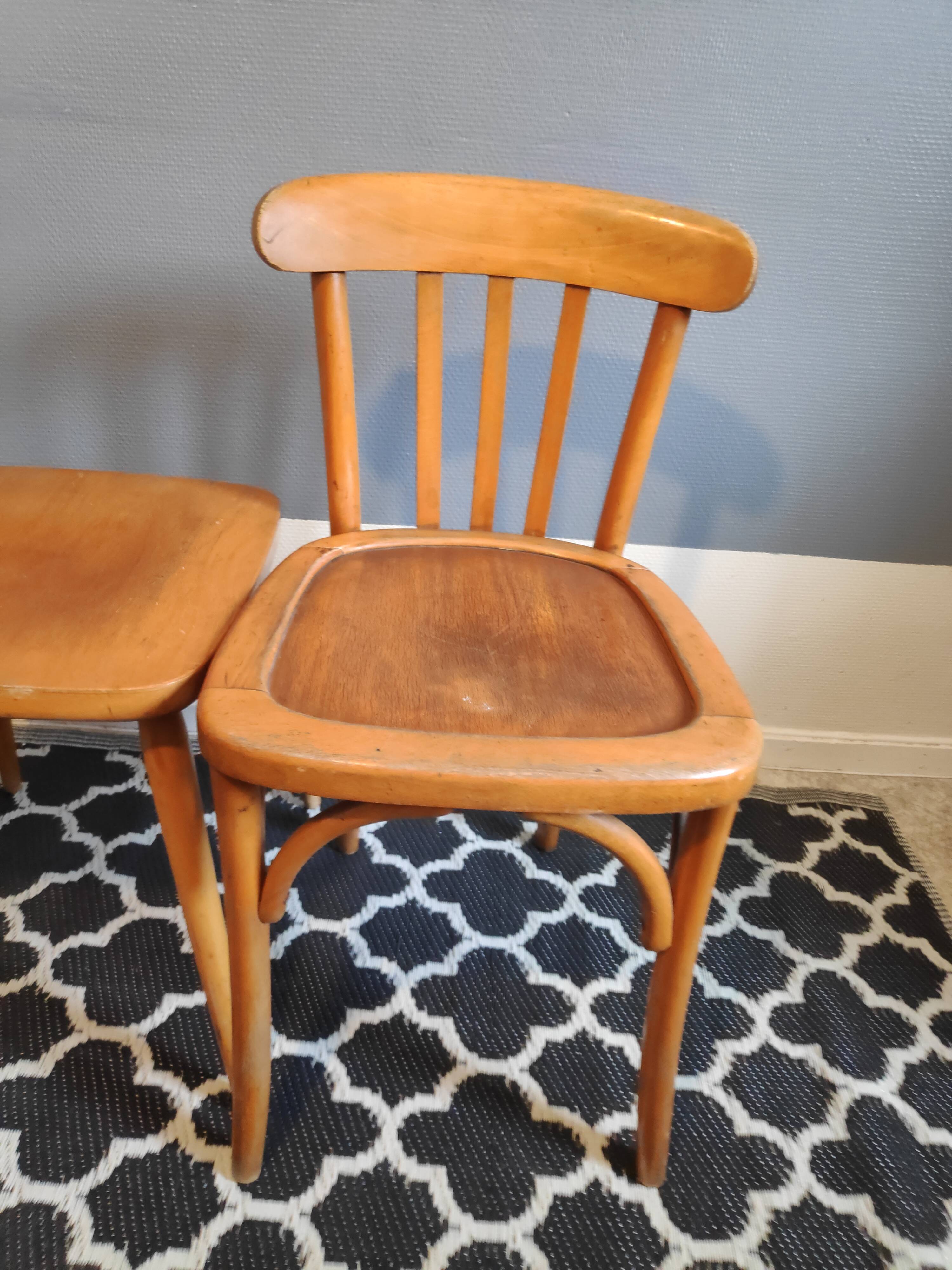 Chairs and stool stamped Luterma varnished wood