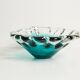 Blue aqua crystal glass bowl, mid-century, Italy, 1970s.