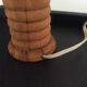 Lampe scandinave vintage en bois et opaline
