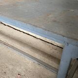 Vintage industrial gray metal dining table 1950