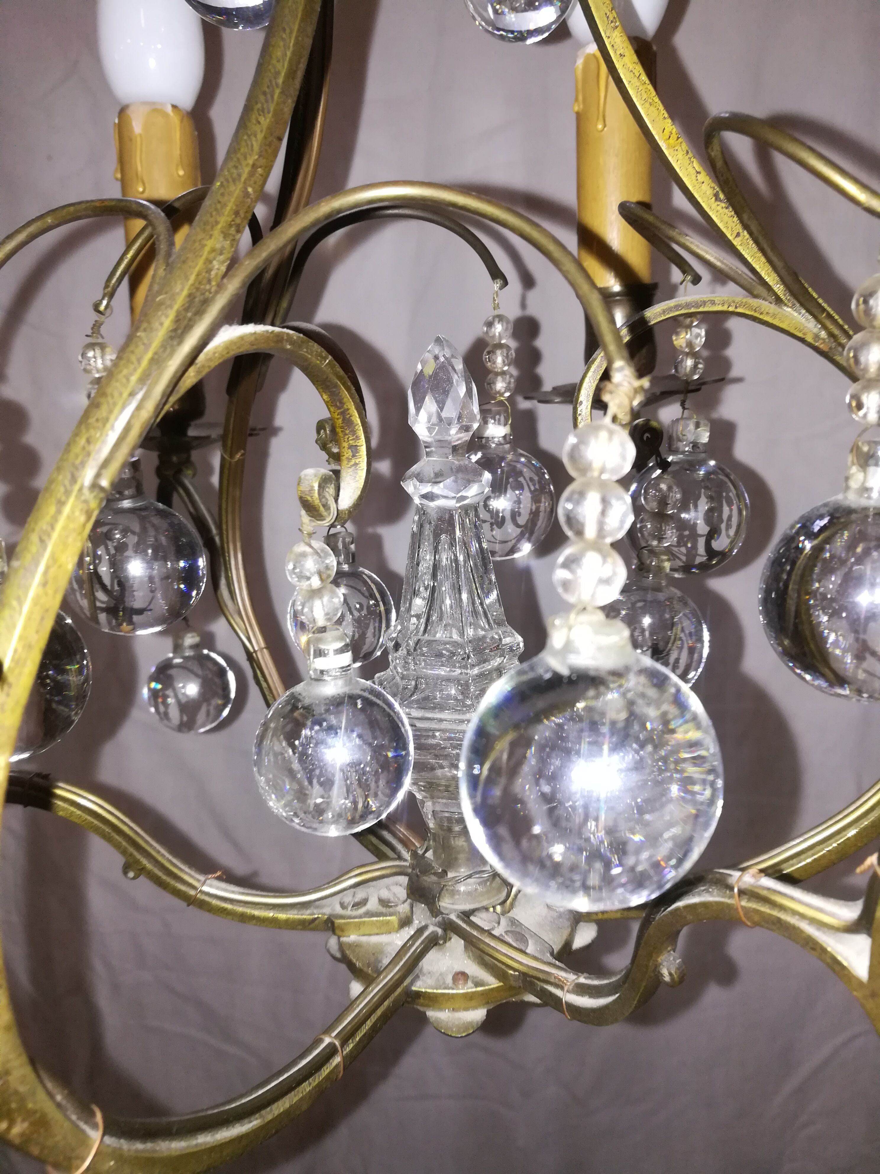 Bronze chandelier and stamps balls