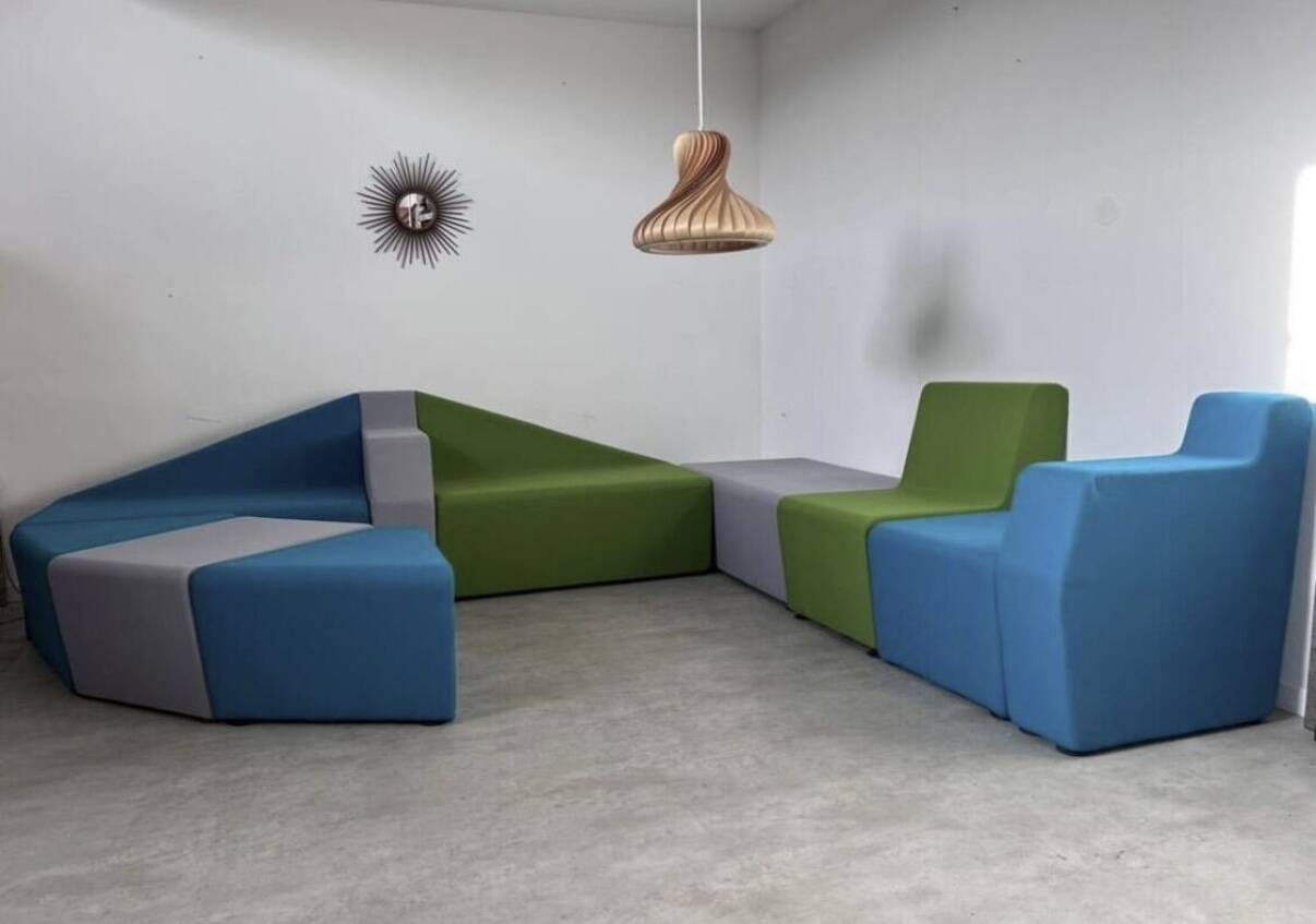 Geometric design modular sofa set 10 pieces vintage style fabric colors