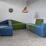 Geometric design modular sofa set 10 pieces vintage style fabric colors