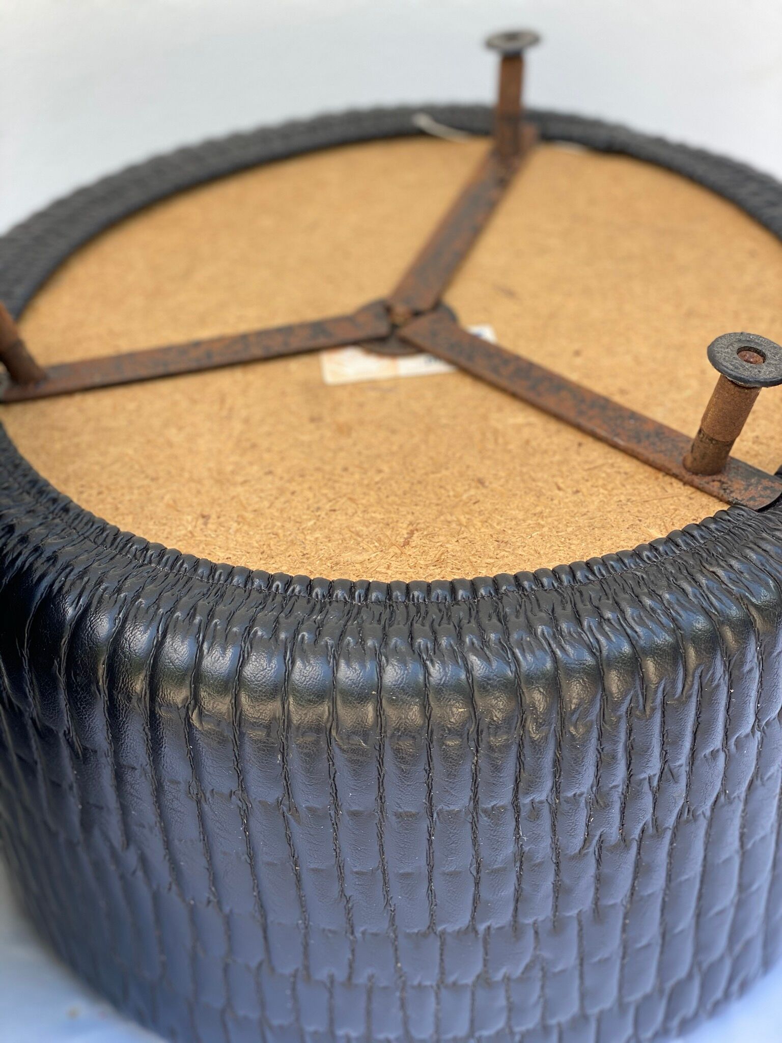 Peter's amsterdam black leatherette pouf 1950