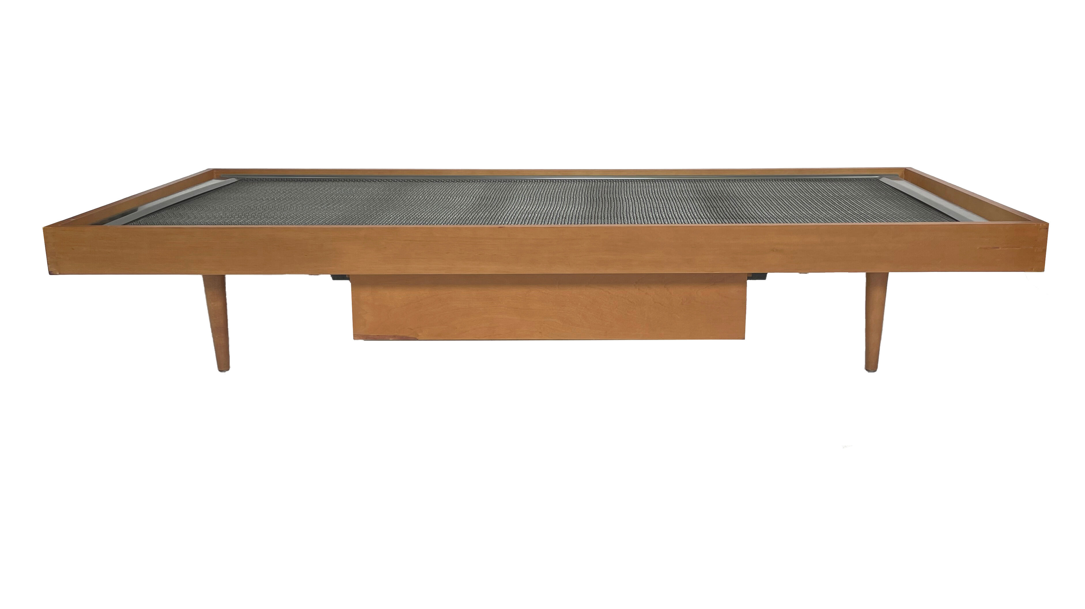 Vintage daybed 1960s minimalist design with drawer in wood