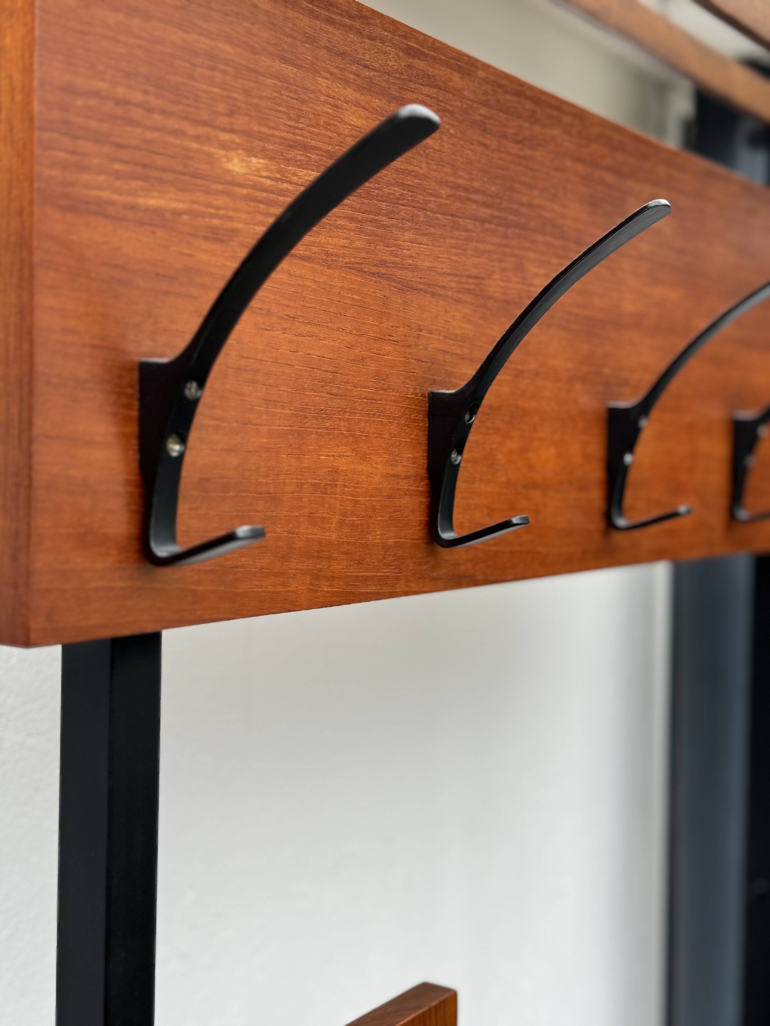 MCM Vintage Teak Coat Rack with Storage Unit