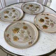 set of 4 sandstone dessert plates Niderviller Doria Ste Radegonde hand painted white years