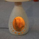 Accolay style lamp with tall beige shade, 1960s