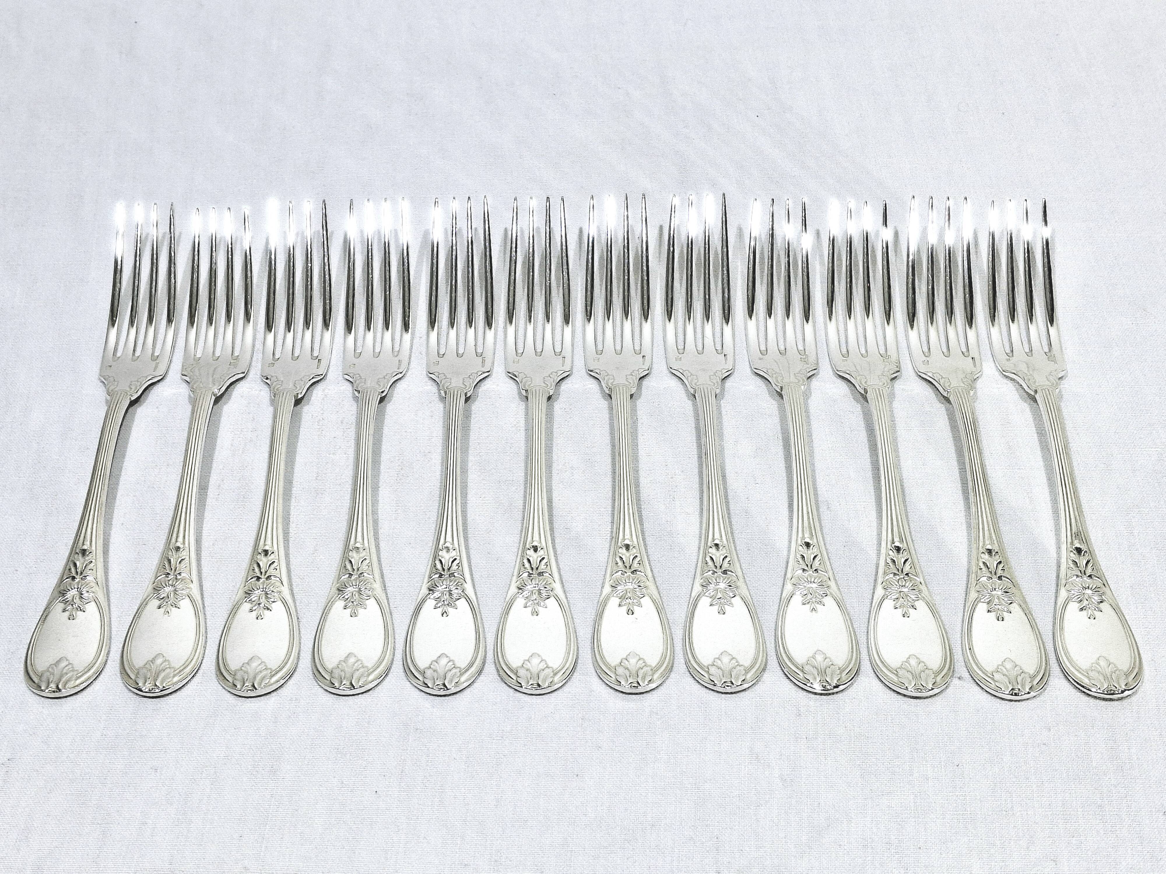 Christofle Cutlery Set - Trianon Model - 155 Pieces, Silver-Plated Metal