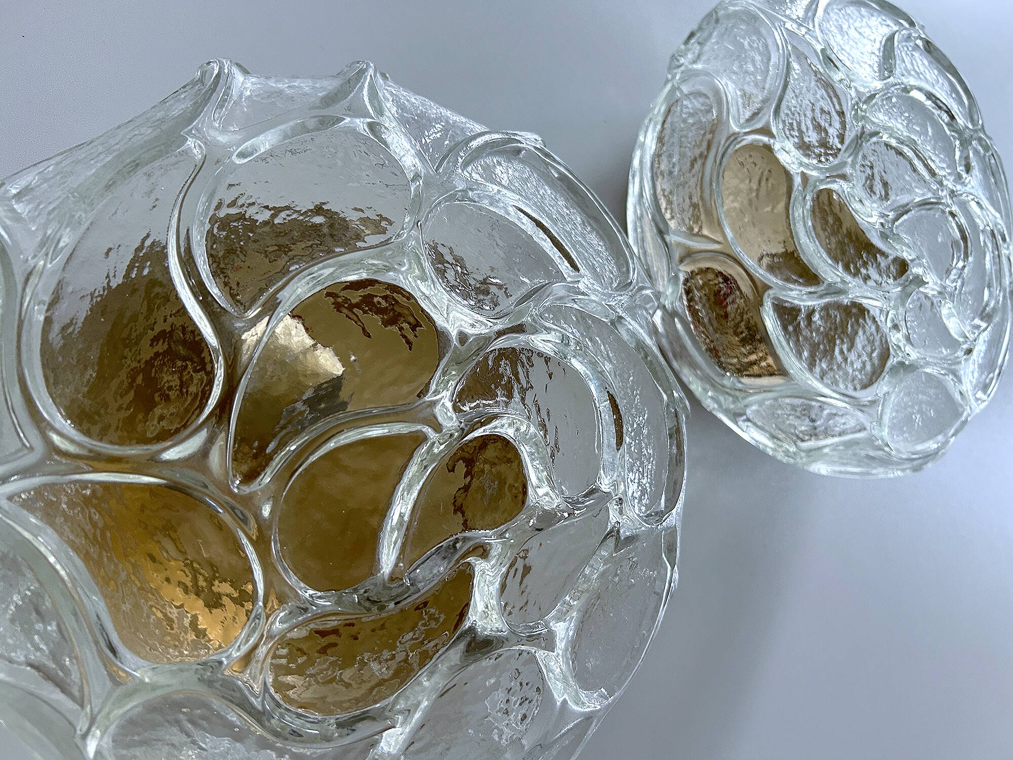 Pair of Brutalist Glass Sconces