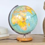 Columbus Duplex illuminated globe on a wooden base, 1980s