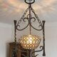 Colourful Stained Glass Wall Sconce with Wrought Iron and Cabochons Lamp