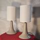 pair of taupe ceramic bedside lamps with linen lampshade 37x15