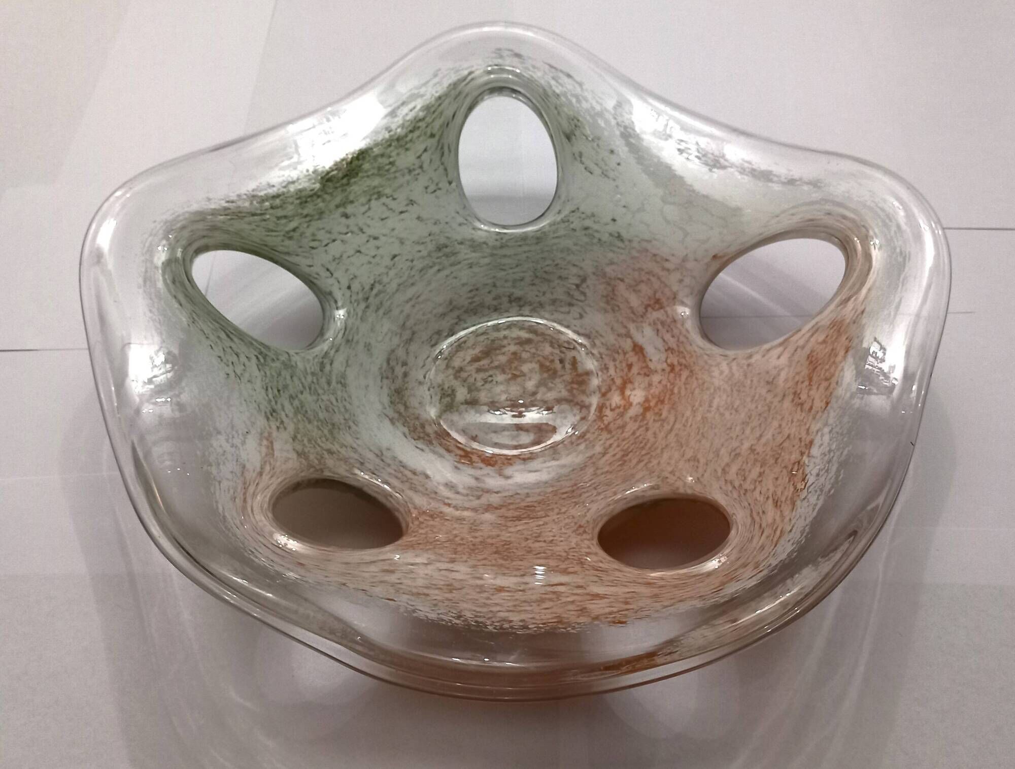 Large handcrafted glass bowl / fruit bowl / centerpiece