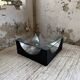 Table basse socle moulé et chrome, années 70
