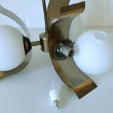 Vintage Pendant Light Yugoslavia 1970 Hanging Lamp Brutalist Copper Sputnik