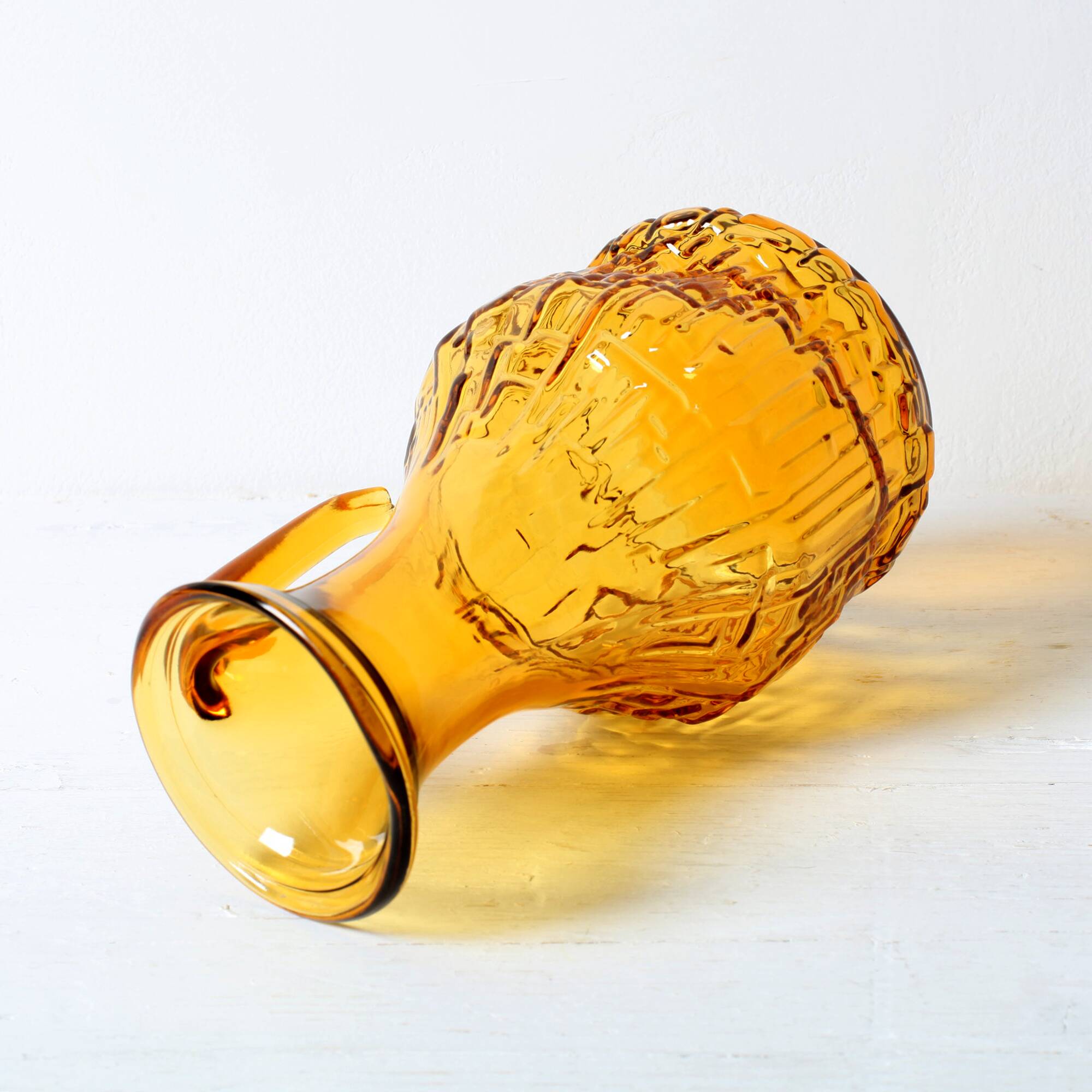 Vintage Designer Italian Amber Glass Pitcher / Mid-century Jug / 1970s
