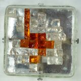 Poliarte, rare pair of wall lamps in cut murano glass. Italy 1970s