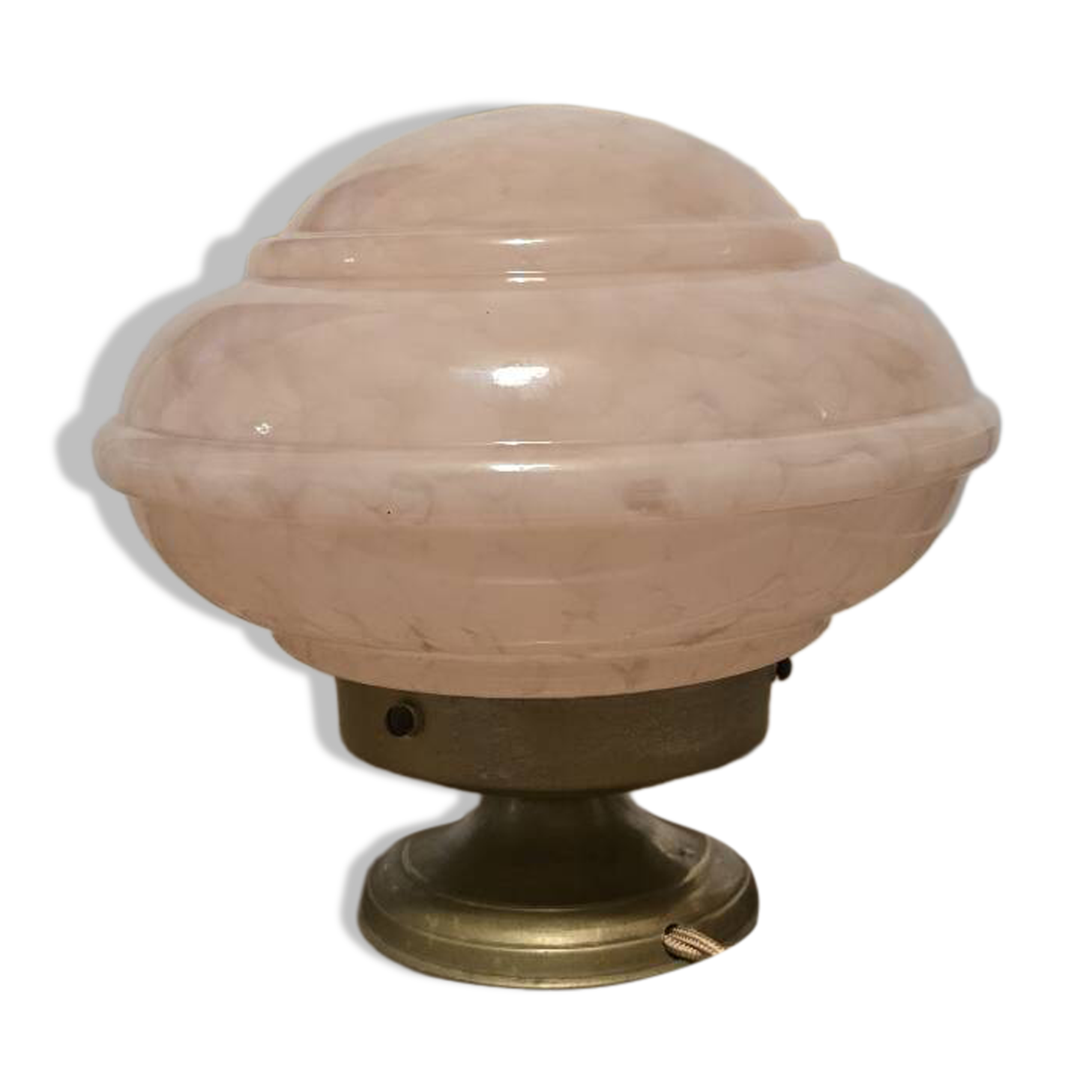 Clichy pink glass globe bowl converted into a table lamp.