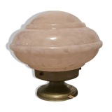 Clichy pink glass globe bowl converted into a table lamp.