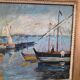 French Impressionist Painting with Harbor View signed Etienne, 1920/30s