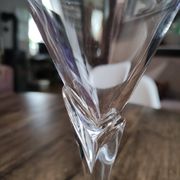 Set of 6 vintage white wine glasses in Light & Music crystal model Florian by Luigi Bormioli