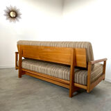 Old wooden sofa vintage brutalist design 60s