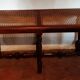 Banquette de piano bout de lit bois & cannage