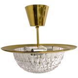 Brass and Crystal Ceiling Lamp from the 1960s by Tyringe for Orrefors, Sweden