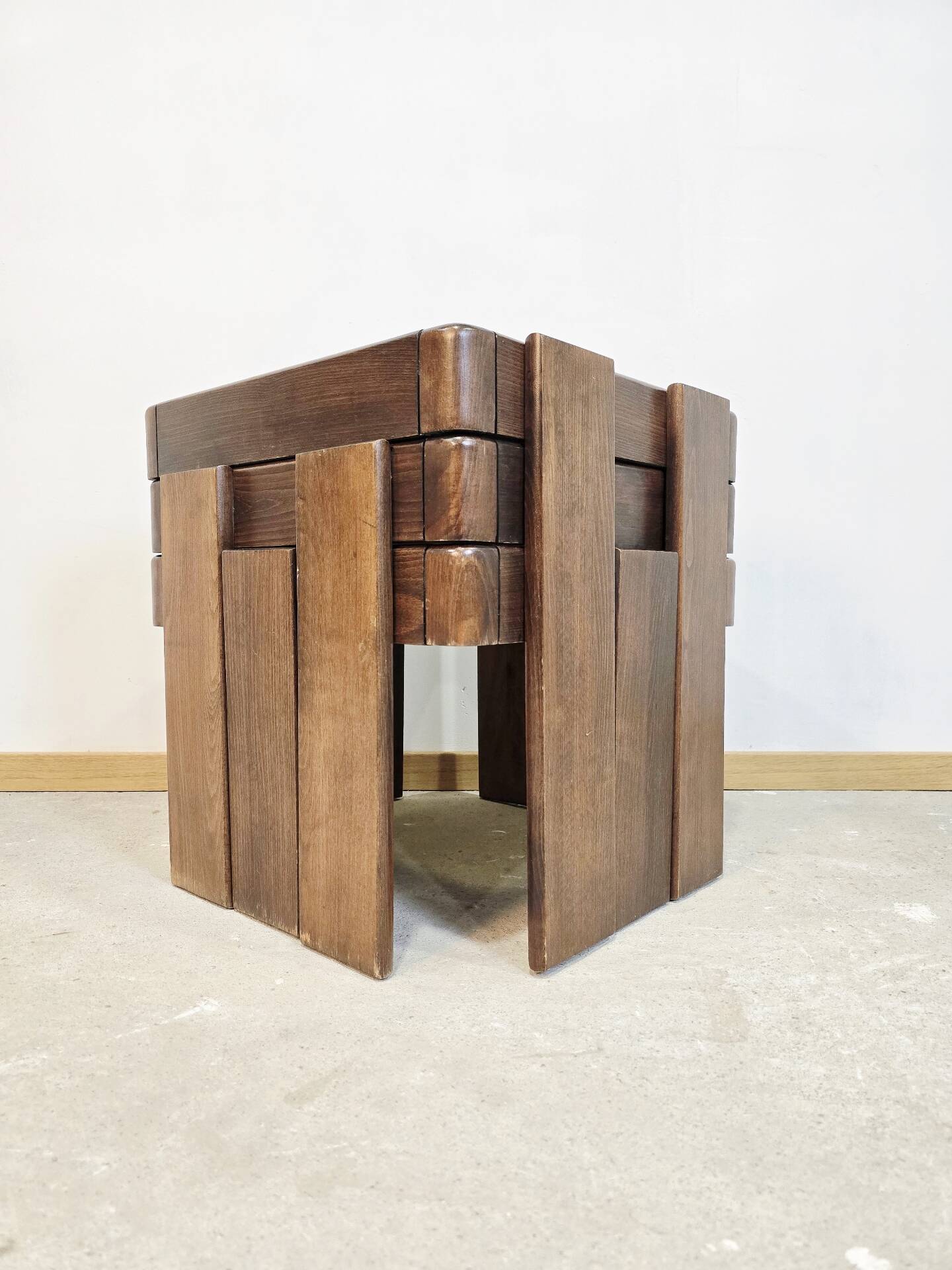 1970s Meblo Frattini Nesting Tables with Smoked Glass